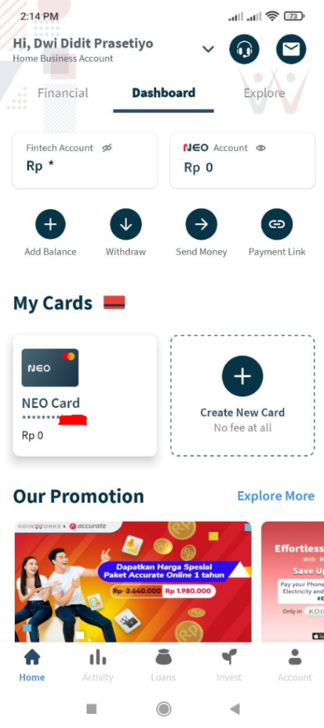 Neo Card, Virtual Prepaid Card Yang Fleksibel
